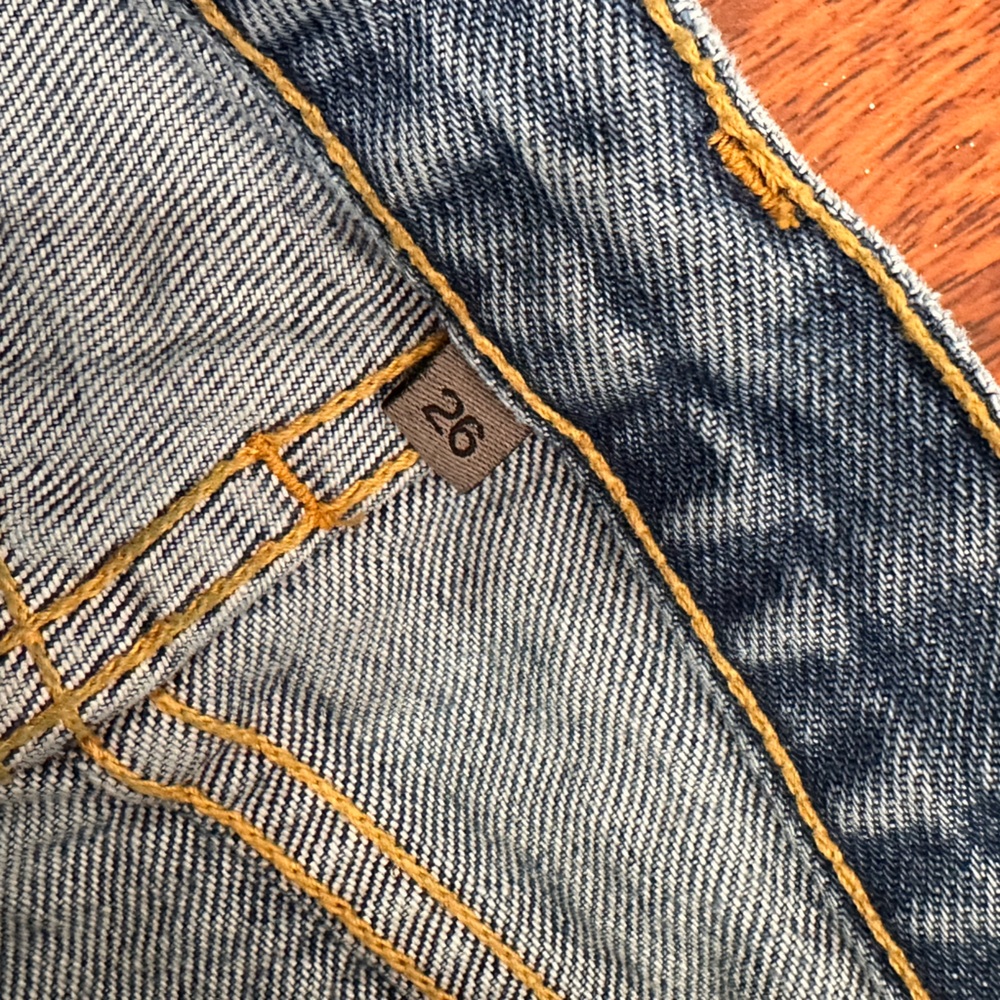 Carmar Two-Tone Light Blue Straight Leg Jeans with Frayed Trim - Picture 9 of 13